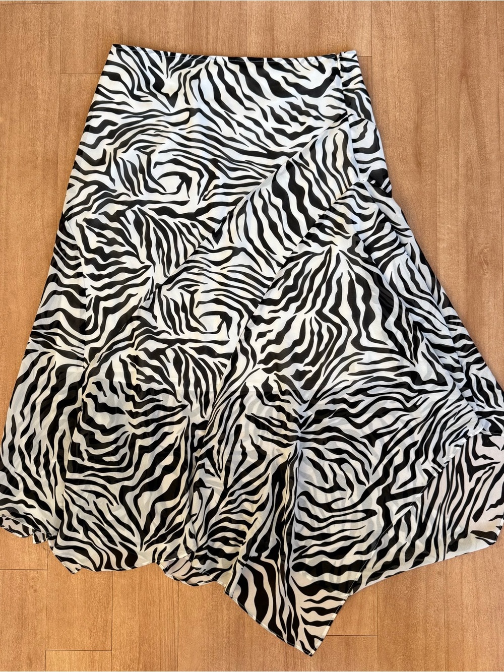 Sheri Martin New York black + white zebra print midi skirt
